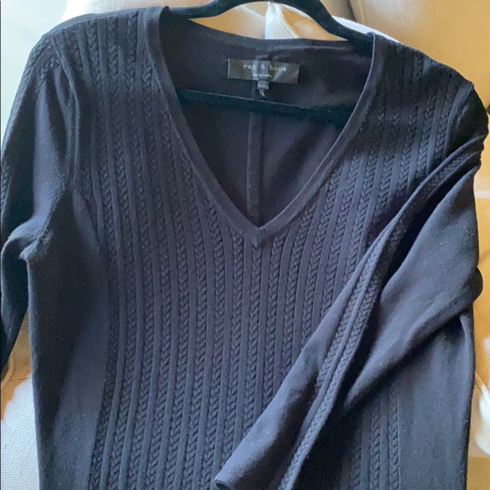 rag & bone black knee length cable sweater dress